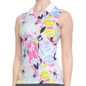 Tommy Bahama Golf Sleeveless 1/4 Zip Front Palm Leaf Top - Sz XS - NWT